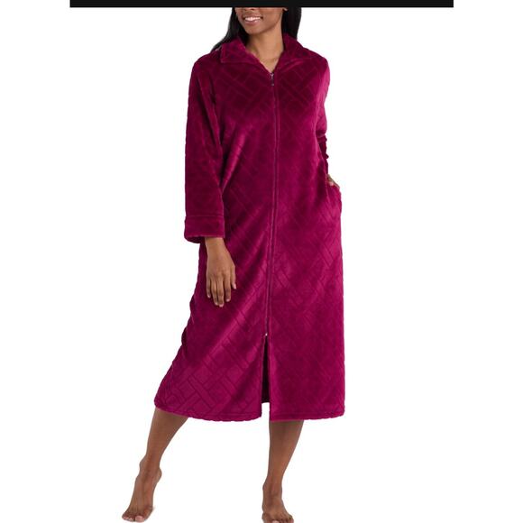Brand New Miss Elaine Women's Small Wine Pink Red Plus Teddy Robe Sleepwear - Picture 1 of 7
